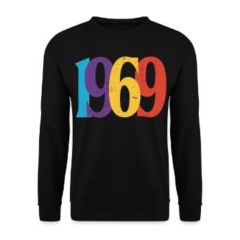 Geboren 1969 Geburtstagsgeschenk Geburtstag 69 - Unisex Pullover - Schwarz - Vorne - Alina (178cm) & Michal (187cm)