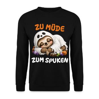 Zu Müde Zum Spuken – Faultier Geist Kinder - Unisex Pullover - Schwarz - Vorne - Alina (178cm) & Michal (187cm)