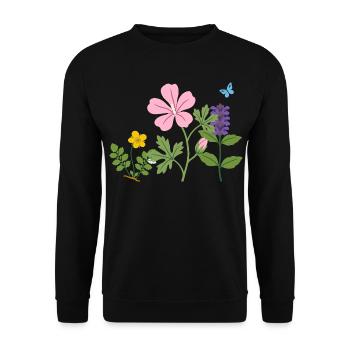 Blumen botanisch Garten Zeichnung Blumenliebhaber - Unisex Pullover - Schwarz - Vorne - Alina (178cm) & Michal (187cm)