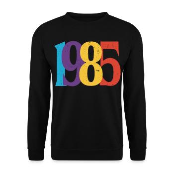 Geboren 1985 Geburtstagsgeschenk Geburtstag 85 - Unisex Pullover - Schwarz - Vorne - Alina (178cm) & Michal (187cm)