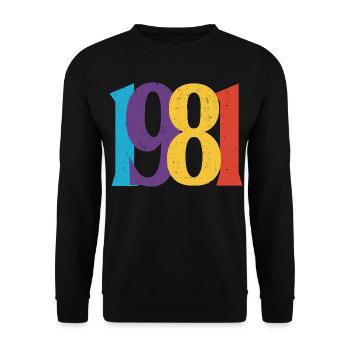 Geboren 1981 Geburtstagsgeschenk Geburtstag 81 - Unisex Pullover - Schwarz - Vorne - Alina (178cm) & Michal (187cm)