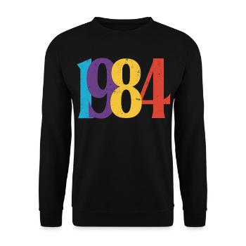 Geboren 1984 Geburtstagsgeschenk Geburtstag 84 - Unisex Pullover - Schwarz - Vorne - Alina (178cm) & Michal (187cm)