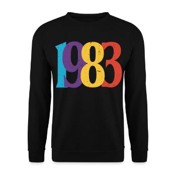 Geboren 1983 Geburtstagsgeschenk Geburtstag 83 - Unisex Pullover - Schwarz - Vorne - Alina (178cm) & Michal (187cm)