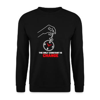 Taschenuhr – Die einzige Konstante ist Veränderung - Unisex Pullover - Schwarz - Vorne - Alina (178cm) & Michal (187cm)