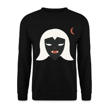 Halloween Vampirin Damen - Unisex Pullover - Schwarz - Vorne - Alina (178cm) & Michal (187cm)