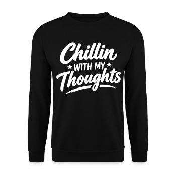 Chillin With Thoughts - Unisex Pullover - Schwarz - Vorne - Alina (178cm) & Michal (187cm)