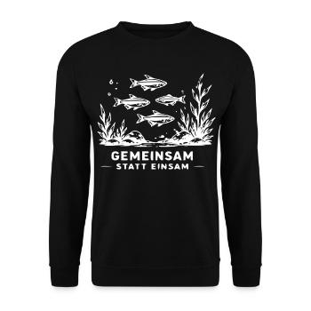 Gemeinsam statt einsam – Unterwasserfische - Unisex Pullover - Schwarz - Vorne - Alina (178cm) & Michal (187cm)