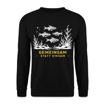 Schwarmfische: Gemeinsam statt Einsam - Unisex Pullover - Schwarz - Vorne - Alina (178cm) & Michal (187cm)