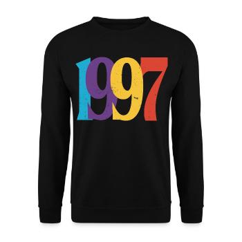 Geboren 1997 Geburtstagsgeschenk Geburtstag 97 - Unisex Pullover - Schwarz - Vorne - Alina (178cm) & Michal (187cm)