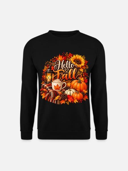 Hallo Herbst-Gemütliche Ernteszene - Unisex Pullover - Schwarz