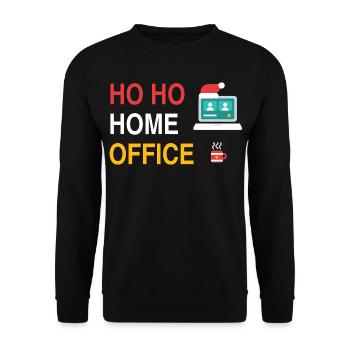 Ho Ho Home Office – Lustiges Weihnachtsshirt - Unisex Pullover - Schwarz - Vorne - Alina (178cm) & Michal (187cm)