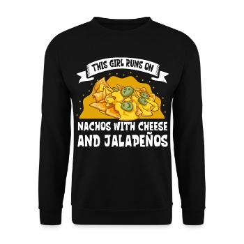 Ladies love Nachos with Cheese and Jalapeños - Unisex Pullover - Schwarz - Vorne - Alina (178cm) & Michal (187cm)