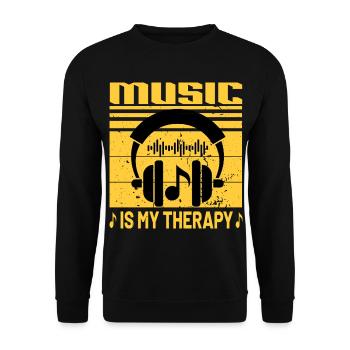 Music is my Therapy Musik meine Therapie Sprüche - Unisex Pullover - Schwarz - Vorne - Alina (178cm) & Michal (187cm)