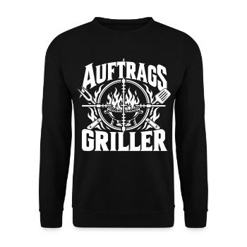 Auftragsgriller Flammenkreis - Unisex Pullover - Schwarz - Vorne - Alina (178cm) & Michal (187cm)