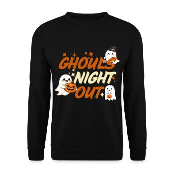 Ghouls Night Out Retro Halloween-Geister - Unisex Pullover - Schwarz - Vorne - Alina (178cm) & Michal (187cm)