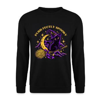 Schnurr-fekt Spooky Black Cat Halloween - Unisex Pullover - Schwarz - Vorne - Alina (178cm) & Michal (187cm)