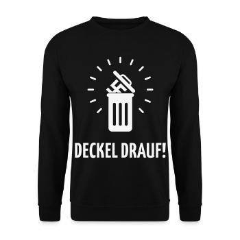 Deckel Drauf! (Gegen Rechts / Nie Wieder / White) - Unisex Pullover - Schwarz - Vorne - Alina (178cm) & Michal (187cm)