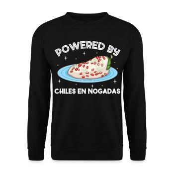 Powered by Chiles en Nogadas - Unisex Pullover - Schwarz - Vorne - Alina (178cm) & Michal (187cm)