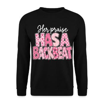 Her Praise hat einen backbeat-christlichen Schlagzeuger - Unisex Pullover - Schwarz - Vorne - Alina (178cm) & Michal (187cm)