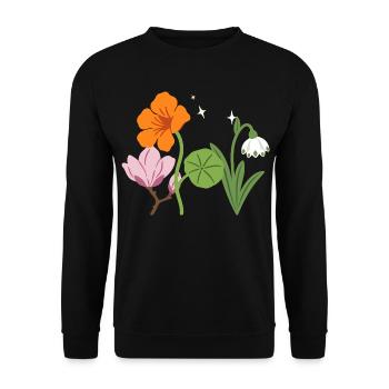 Blumen floral Blumenmotiv Zeichnung Garten - Unisex Pullover - Schwarz - Vorne - Alina (178cm) & Michal (187cm)