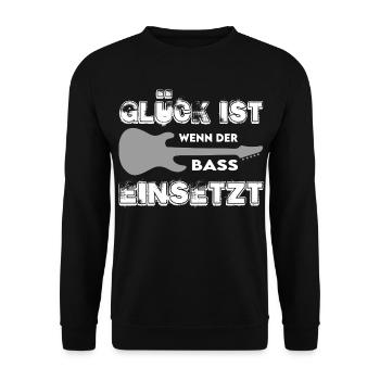 Glück ist wenn der Bass einsetzt Music Musik Dance - Unisex Pullover - Schwarz - Vorne - Alina (178cm) & Michal (187cm)