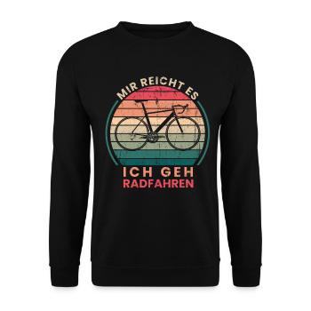 Mir reichts ich geh Radfahren Retro Fahrrad - Unisex Pullover - Schwarz - Vorne - Alina (178cm) & Michal (187cm)