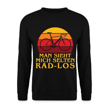 Man sieht mich selten rad-los Retro Fahrrad - Unisex Pullover - Schwarz - Vorne - Alina (178cm) & Michal (187cm)