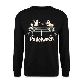 Halloween Padel Skelett Geister Padelween - Unisex Pullover - Schwarz - Vorne - Alina (178cm) & Michal (187cm)