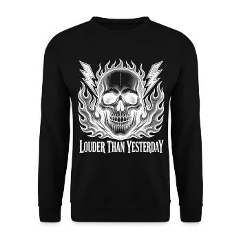 Feuriger Schädel gestern stärker - Unisex Pullover - Schwarz - Vorne - Alina (178cm) & Michal (187cm)