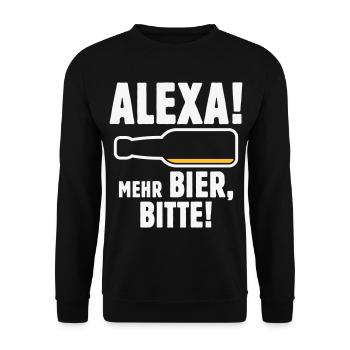 Alexa! Mehr Bier, Bitte! (Bier Bierchen / NEG 2C) - Unisex Pullover - Schwarz - Vorne - Alina (178cm) & Michal (187cm)