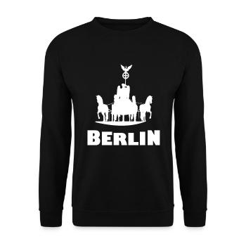 Berlin Silhouette Karussell - Unisex Pullover - Schwarz - Vorne - Alina (178cm) & Michal (187cm)