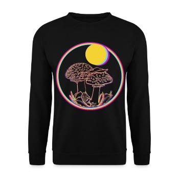 Neon Pilz Kreis Sonnenbild - Unisex Pullover - Schwarz - Vorne - Alina (178cm) & Michal (187cm)