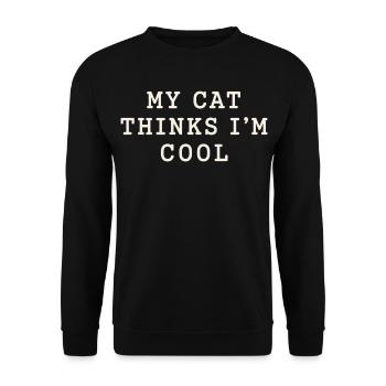 Meine Katze findet mich cool - Unisex Pullover - Schwarz - Vorne - Alina (178cm) & Michal (187cm)
