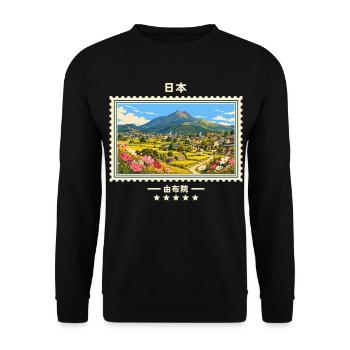Japan Yufuin Vintage Reisemarke - Unisex Pullover - Schwarz - Vorne - Alina (178cm) & Michal (187cm)