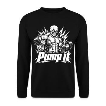 Pump It Skull - Unisex Pullover - Schwarz - Vorne - Alina (178cm) & Michal (187cm)