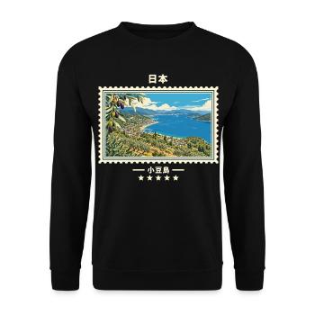 Japan Shodoshima Vintage Reisemarke - Unisex Pullover - Schwarz - Vorne - Alina (178cm) & Michal (187cm)