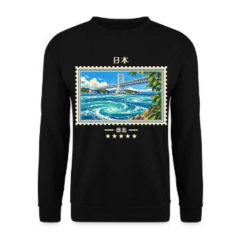 Japan Tokushima Vintage Reisemarke - Unisex Pullover - Schwarz - Vorne - Alina (178cm) & Michal (187cm)
