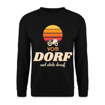 Vom Dorf und stolz drauf – Shirt für Landliebe - Unisex Pullover - Schwarz - Vorne - Alina (178cm) & Michal (187cm)