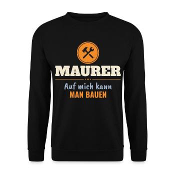 Maurer – Auf mich kann man bauen - Unisex Pullover - Schwarz - Vorne - Alina (178cm) & Michal (187cm)