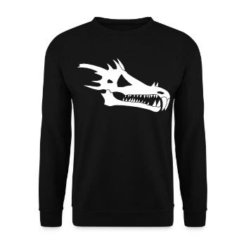 Weißer Drachenschädel - Unisex Pullover - Schwarz - Vorne - Alina (178cm) & Michal (187cm)