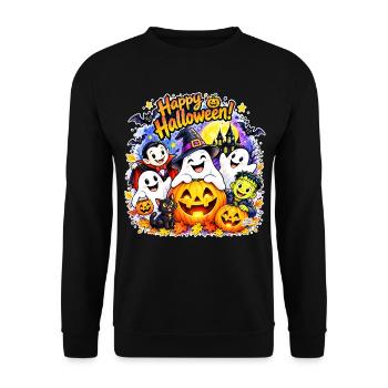 Frohes Halloween! Magische Lächeln - Unisex Pullover - Schwarz - Vorne - Alina (178cm) & Michal (187cm)