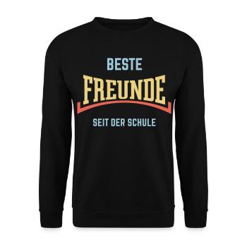 Beste Freunde Seit Der Schule (Konkav / 3C) - Unisex Pullover - Schwarz - Vorne - Alina (178cm) & Michal (187cm)