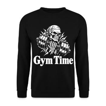 Skull mit Kurzhantel - Unisex Pullover - Schwarz - Vorne - Alina (178cm) & Michal (187cm)