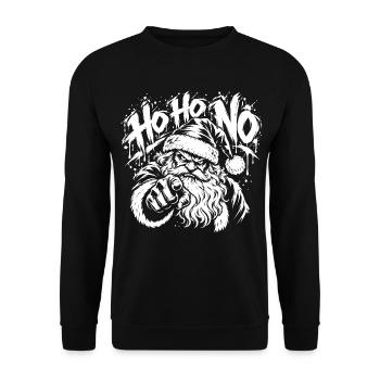 Ho Ho No Weihnachtsmann - Unisex Pullover - Schwarz - Vorne - Alina (178cm) & Michal (187cm)