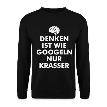Lustiger Denken Spruch Gehirn Grafik Design - Unisex Pullover - Schwarz - Vorne - Alina (178cm) & Michal (187cm)