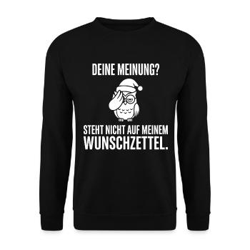 Deine Meinung steht nicht auf meinem Wunschzettel - Unisex Pullover - Schwarz - Vorne - Alina (178cm) & Michal (187cm)