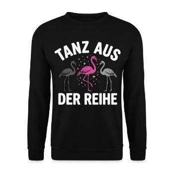 Tanz Aus Der Reihe Flamingos - Unisex Pullover - Schwarz - Vorne - Alina (178cm) & Michal (187cm)