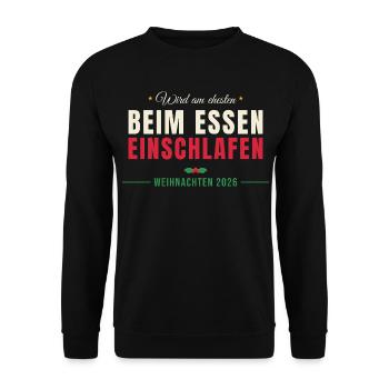 Wird am ehesten beim Essen einschlafen - Unisex Pullover - Schwarz - Vorne - Alina (178cm) & Michal (187cm)
