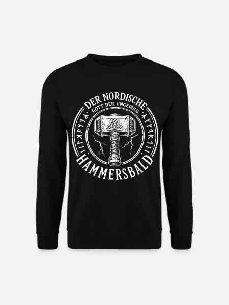 Nordische Mjolnir Kraftkreis Wortwitz Hammersbald - Unisex Pullover - Schwarz
