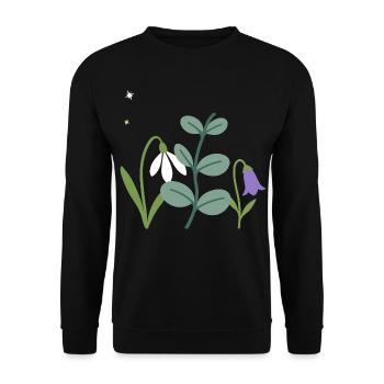 Glockenblume Blumen Schneeglöckchen Natur - Unisex Pullover - Schwarz - Vorne - Alina (178cm) & Michal (187cm)